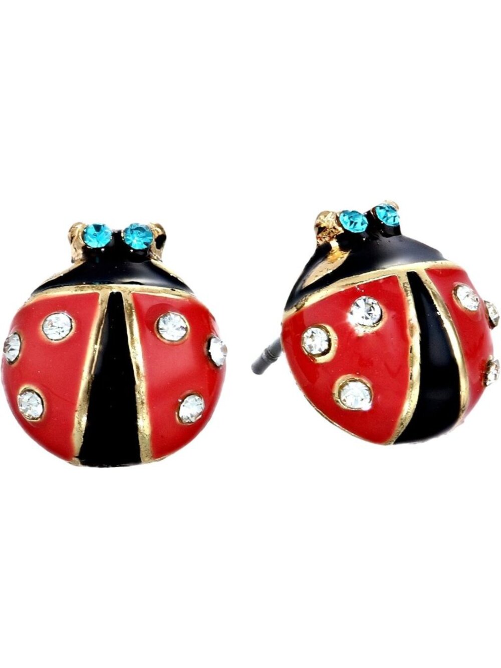 Chic Red & Black Ladybug Stud Earrings | Cute Fashion Jewelry for Women